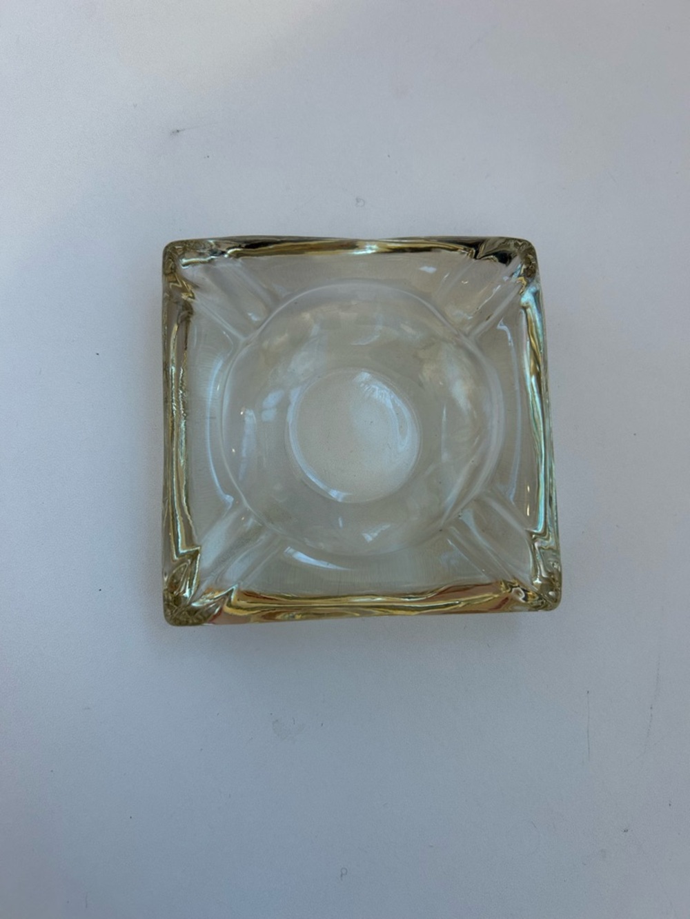 Clear Glass Square Ashtray - Transparent Smoke Accent